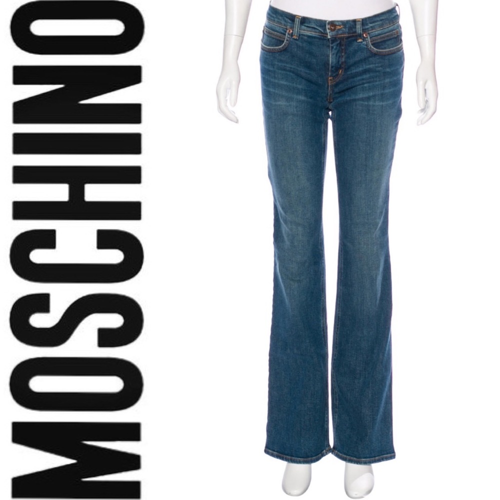 Moschino Medium Wash Midrise Flared Denim
